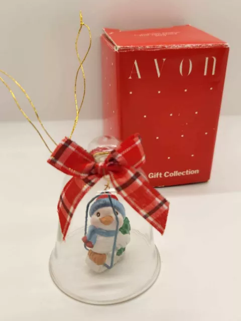 Vintage Avon The Gift Collection Christmas Charm Bird Glass Bell Ornament New