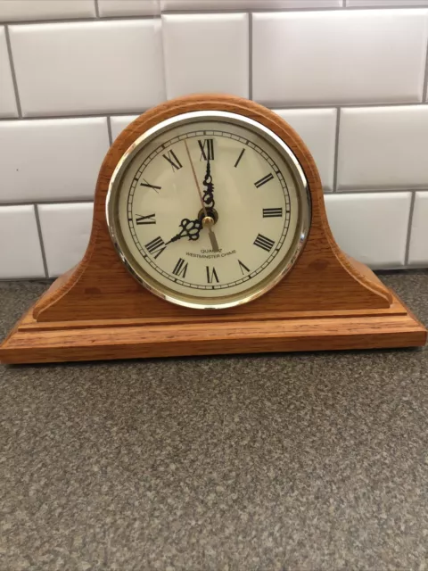 Quartz Westminster Chime Wooden Mantle Clock-  Works Great!