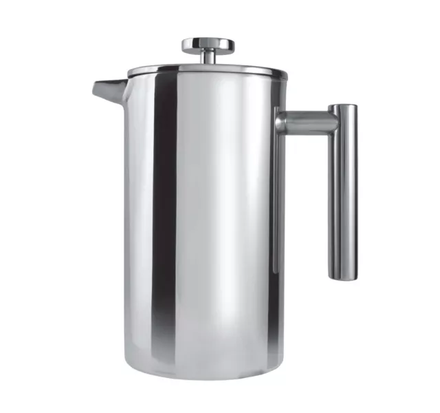 Grunwerg 3 Cup Satin Straight Double Wall Stainless Steel Cafetiere Metallics