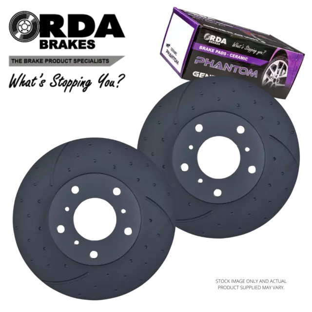 RDA DIMPLED SLOTTED FRONT BRAKE ROTORS + PADS for FORD TERRITORY 4.0L Turbo *340