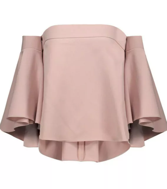 NWT MILLY Rosa Off-the-shoulder Ruffled Cady Top Blush Size 0 $285