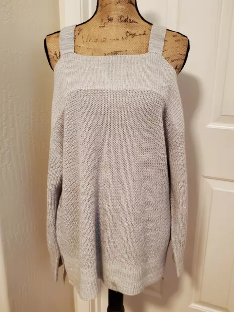 Sanctuary Women's Size M Light Gray Cold Shoulder Sweater