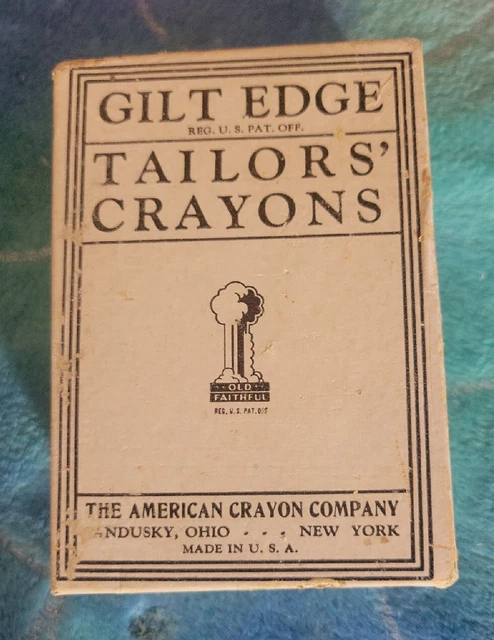 VTG American Gilt Edge Tailors Crayons Chalk Fabric Sewing Box White