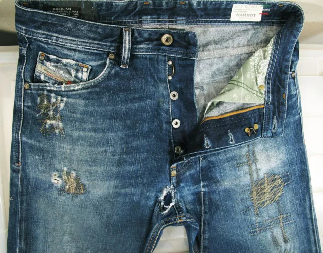 HOT Men's DIESEL @ NARROT 880X CARROT DISTRESS CROPPED Jeans 30 x30 (*Fit 32x24)