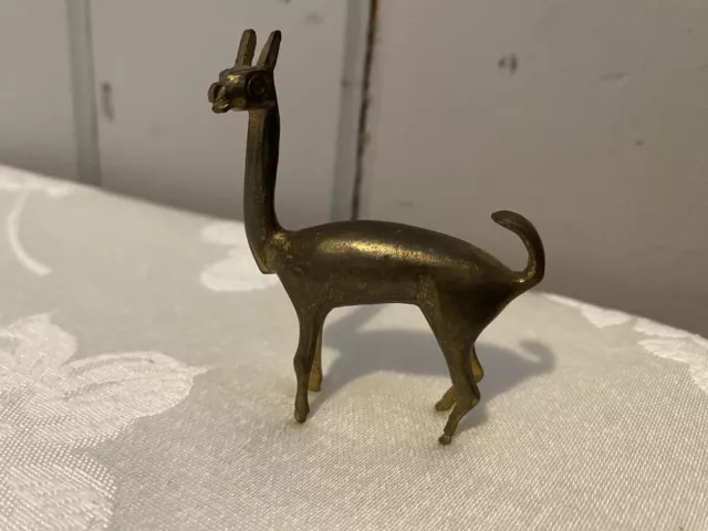 Vintage Miniature Tiny Solid Brass Llama Alpaca Antelope Figurine