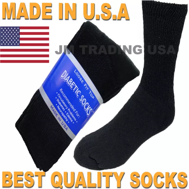3 pair of mens black Diabetic crew socks 13-15 KING SIZE MADE IN USA