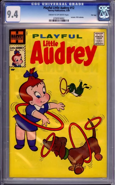 Cgc Harvey Playful Little Audrey #12 Nm 9.4 1959 Equal Highest Graded