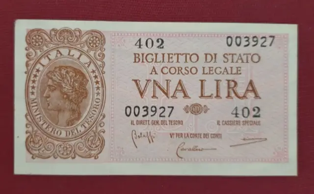 1944 Una Lira Italia Italy IIWW Occupational money  Combine postage