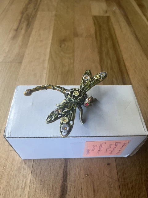 Bejeweled Green Dragonfly Trinket Box Mobility Vhtf Great Condition