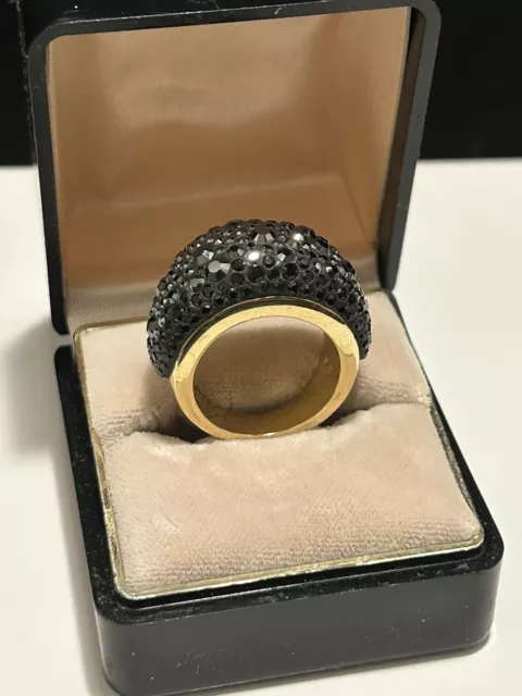 Swarovski Crystal Mini Chic Black & Gold Ring Size 55 (7)