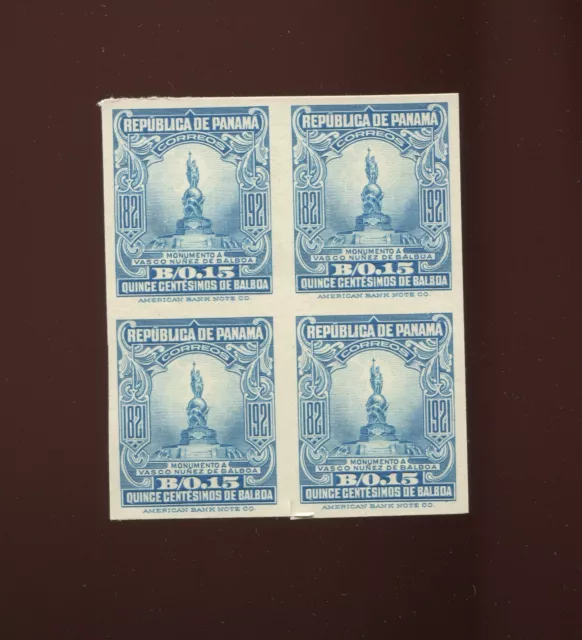 Panama 228 Centenary of Independence Plate Proof India on Card Block of 4 Stamps