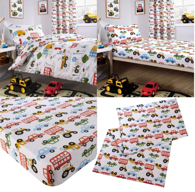 Piepton Bettdeckenbezug/Spannbettlaken oder Vorhänge Kinder Kinder Autos Bettwäschegarnitur