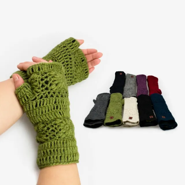 Armstulpen Pulswärmer Handstulpen Wolle Gestrickt Warm Handschuhe Nepal Handmade