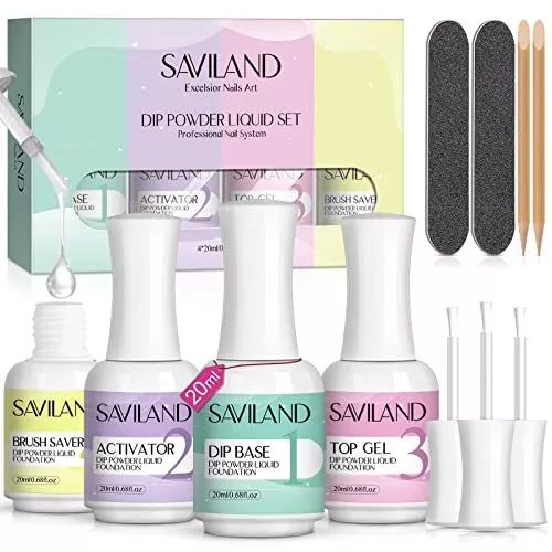 Juego de líquido en polvo de inmersión Saviland 20 ml/0,68 oz 12 piezas juego de líquido para inmersión en uñas con base...