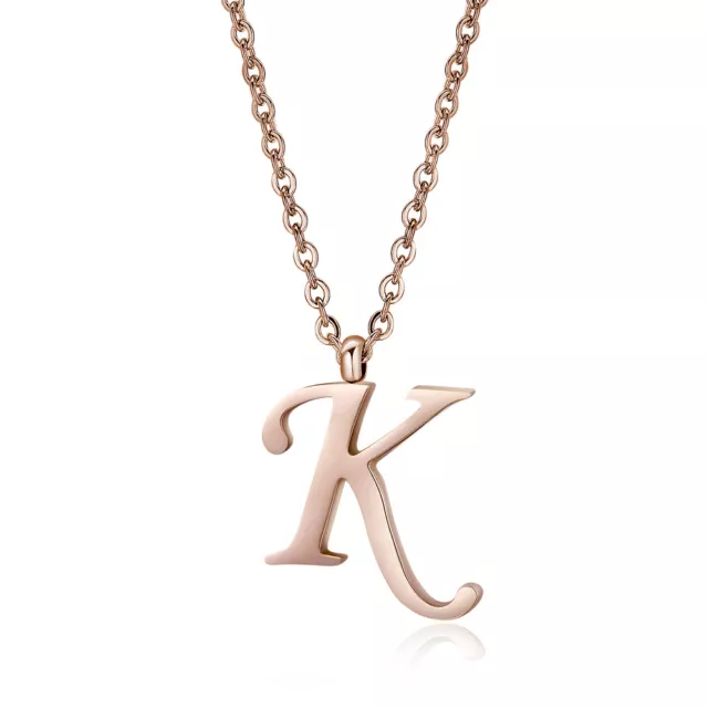 Quality TT Rose Gold S.Steel Inital Letter K Pendant Necklace (NP356K) NEW