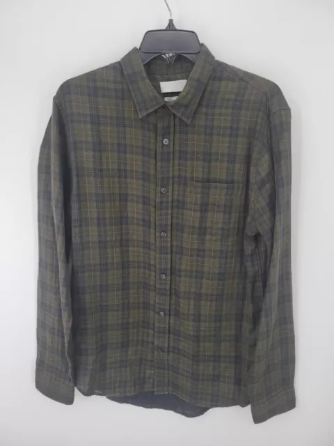 Vince Shirt Mens Medium Green Plaid Flannel Long Sleeve Button Up Classic Fit