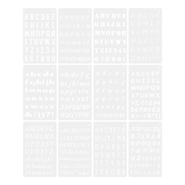 12 SHEETS ALPHABET Stencil Number Stencil Letter Stencil Large Alphabet