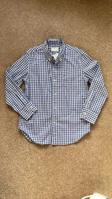 J Crew Boy’s Secret Wash Shirt in light-blue gingham, Size 6-7 years – New.