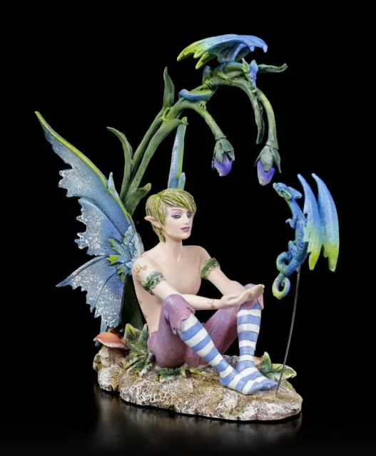 Figurine Elfes - Garçon Karim Avec Petit Dragon - Amy Brown Fée Ange Drachenelfe