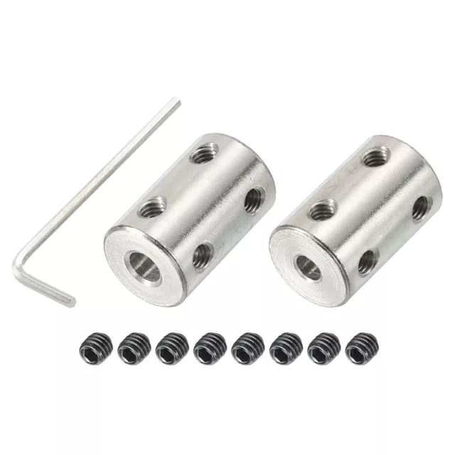 Shaft Coupler L22xD14 4mm to 5mm Stainless Steel w Screw,Wrench Silver 2Pcs