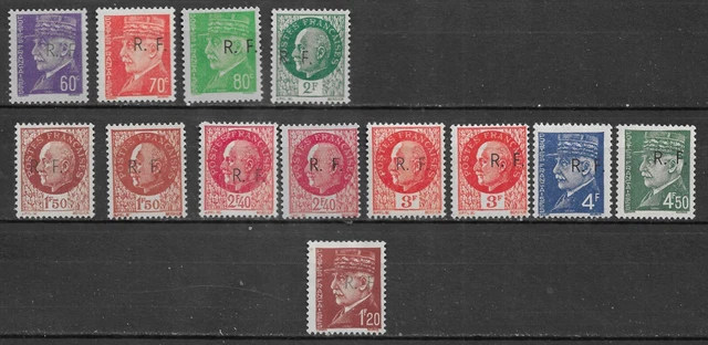 France 1944 "libération" surch.officialisées T1 .1er rang MNH**,2èm rg MLH*,3 (*