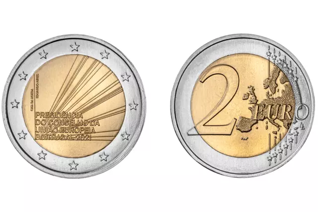 2 Euro Commemorativo Portogallo 2021 Fdc Presidenza Consiglio Ue