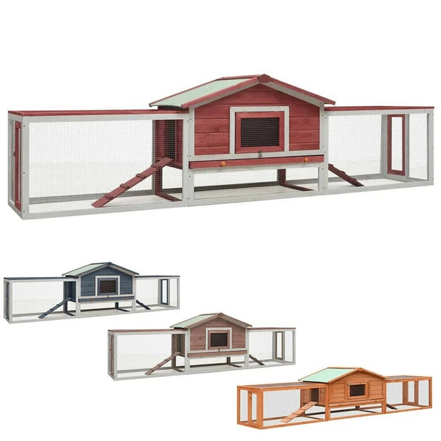 122& LARGE WOODEN Rabbit Hutch Chicken Coop Hen House Small Animal Cage