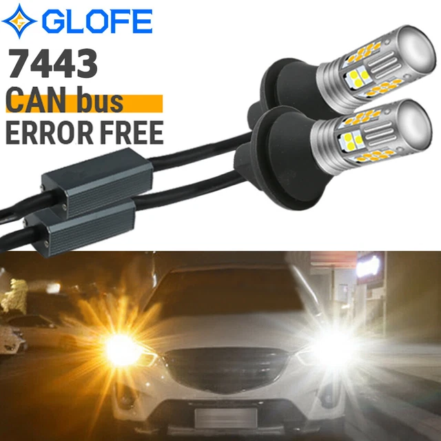 7443 Switchback White/Amber All-in-One 36LED Turn Signal Bulbs Canbus Error Free