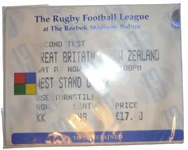 Great Britain v New Zealand 7th November 1998 2nd Test Match @ Reebok Stadium