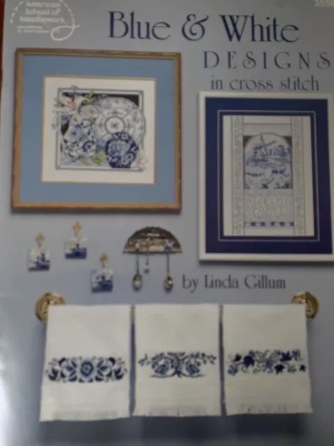 American School of Needlework Blue and White designs in cross stitch Excel Cond