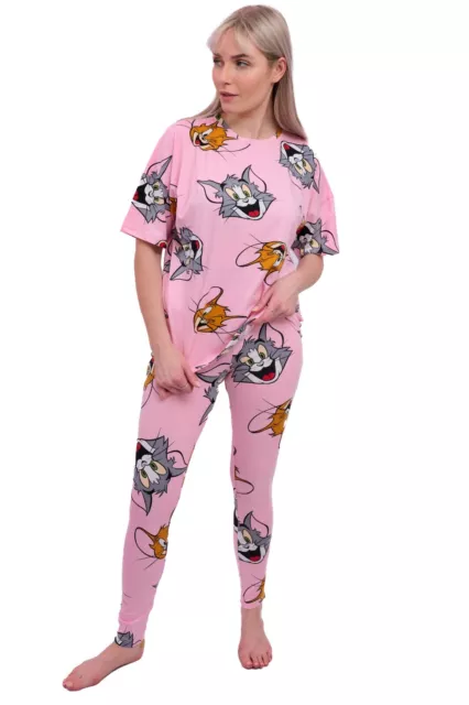 WARNER BROTHERS LADIES Pyjamas Tom And Jerry PJs Set White Pink S