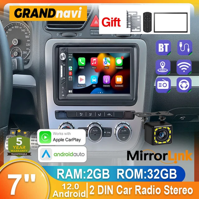 7" 32G Android 12 Apple Carplay Car Radio Stereo GPS FM WiFi 2Din+Rear Camera