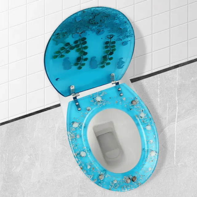 Toilet Seat Sea Shell Resin Silent Close Toilet Hinges Bathroom Decor U & V Type