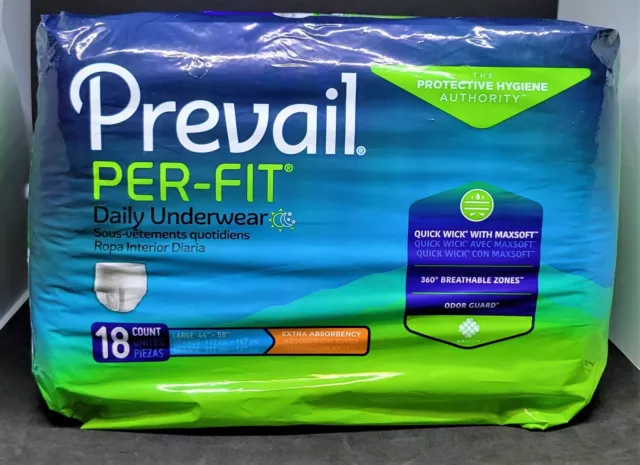 Ropa interior diaria Prevail Per-Fit grande (44""-58") 18 unidades higiene protectora