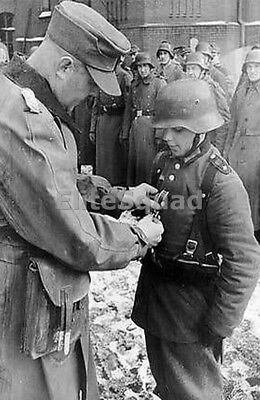 WW2 Photo Young German Soldier Receiving a Medal WWII 213