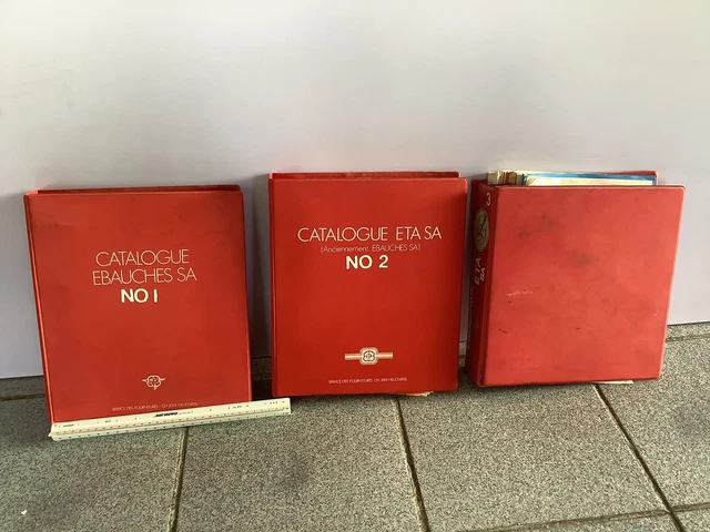 Eta Ebauches Vintage Catalogue 3 binders collection, Valjoux 72, Eta 7750 others