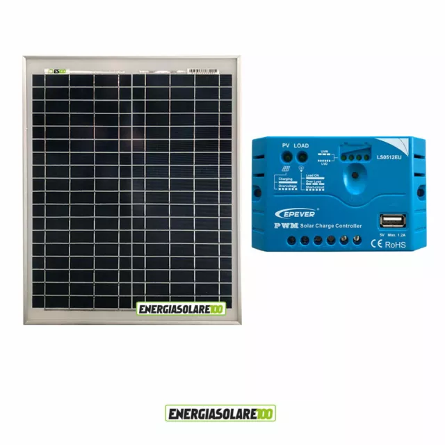 Kit panneau solaire photovoltaïque 20W 12V Régulateur de charge PWM 5A EPsolar