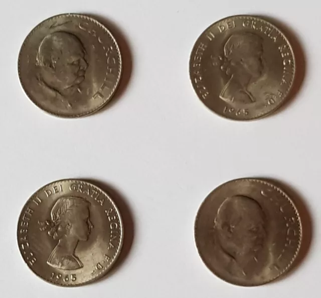 4 x Queen Elizabeth II 1965 Winston Churchill Commemorative Silver Crowns