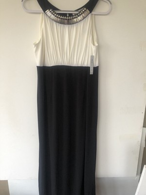 AA Studio Ladies Maxi Dress Embellished Neckline Lined Top Size 14P NWT