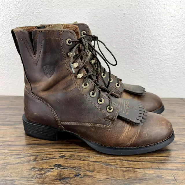 Ariat Women Boots Size 7 B Heritage Lacer II Kiltie Brown Leather Lace Up