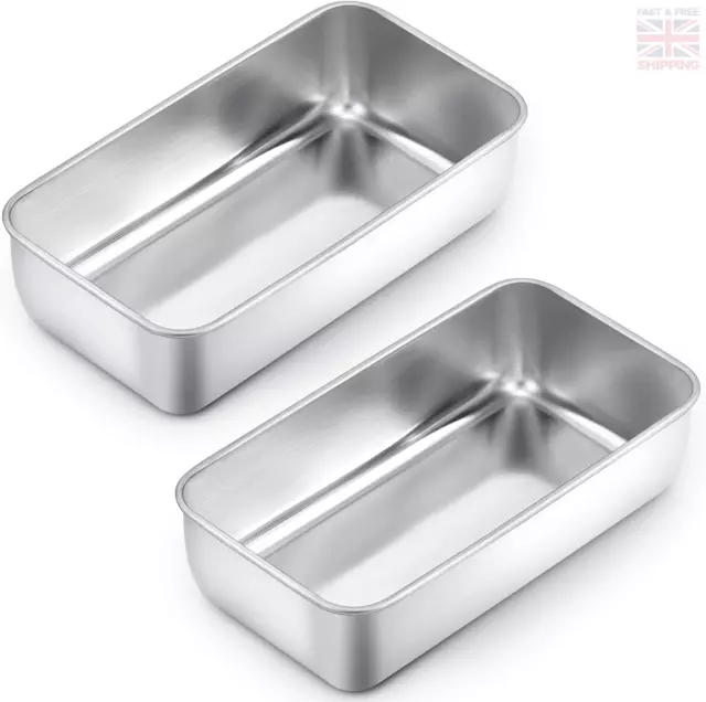 Homikit Loaf Tin Set of 2, Stainless Steel Cake Tins Bread Moulds for Baking, -