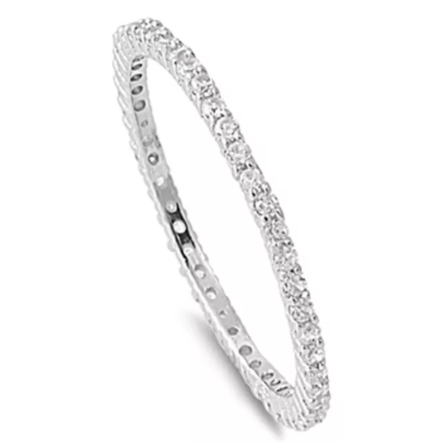Thin Eternity Ring New .925 Sterling Silver Stackable Band
