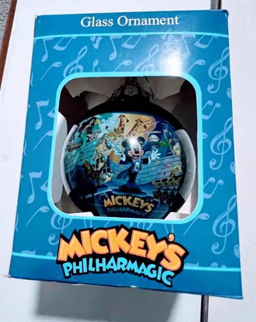 Mickey's Philarmagic Magic Kingdom Collectible Glass Ornnament