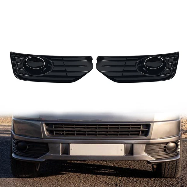 Front Fog Light Grille For VW T5 T5.1 Transporter/Caravelle 2010-2015 - Gloss Black ABS (Pair)