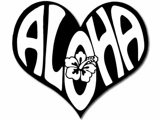 Heart Black Aloha Sticker Hawaii Hibiscus Native car auto sticker decal usa made