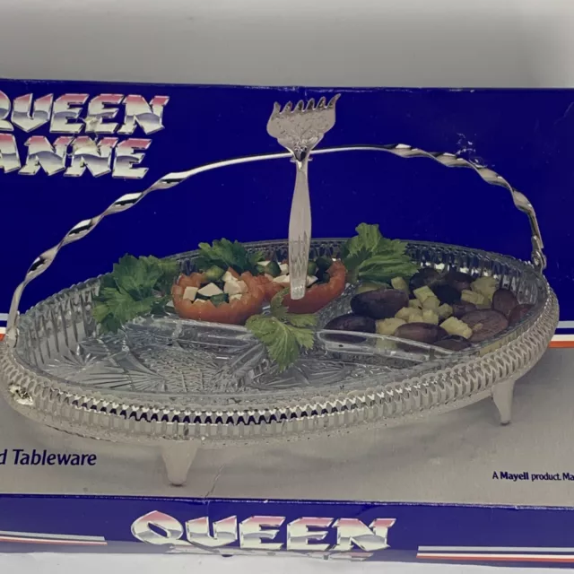Queen Anne Silver Plated Tableware, Mayell England hors d’oeuvres￼ Platter NIB