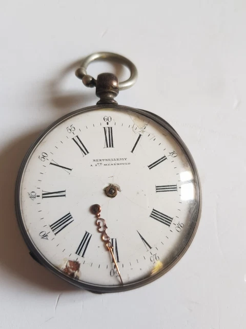Montre à Gousset Ancienne En Argent Massif - Mécanisme 10 Rubis - Marque Ferrey à Méze - Numéro 67 - Occasion