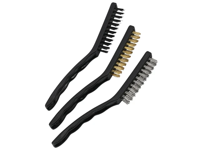 Set: spazzole officina, 225 mm, 3 pezzi, acciaio, ottone, plastica
