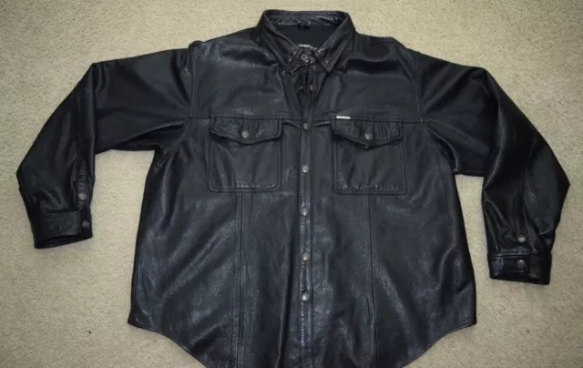 HARLEY DAVIDSON MENS MEDIUM CLASSIC Leather Shirt Jacket Supple Snap ...
