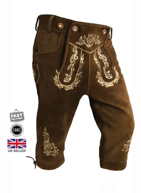 Mens Leather Bavarian Shorts Lederhosen UK SIZE 32" / EUR 48 Knee length